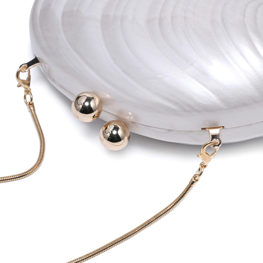 BK Handbags Robyn Shell Clutch Bag in Ivory available at Barbara Katz
