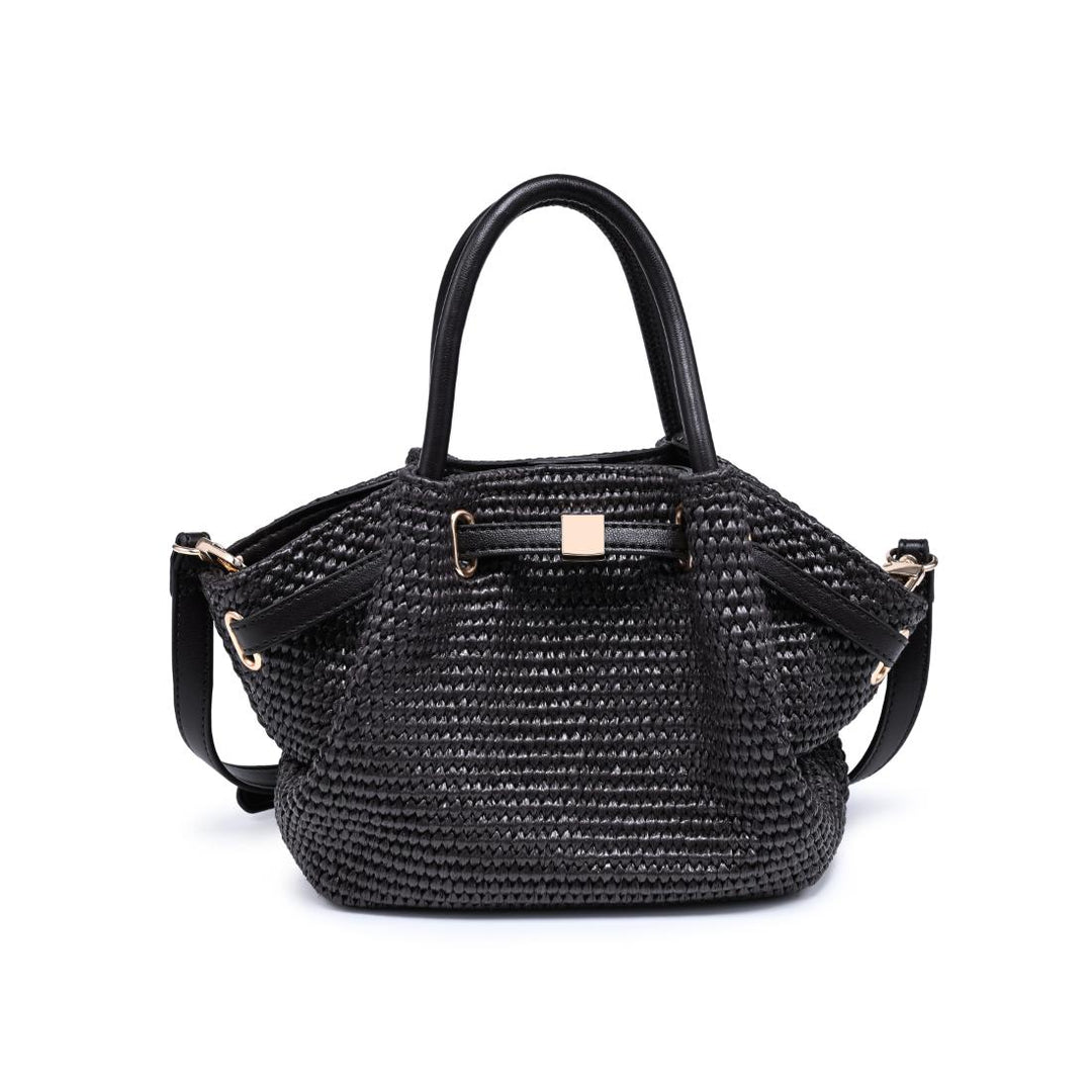 BK Handbags Selena Straw Crossbody Bag in Chocolate available at Barbara Katz