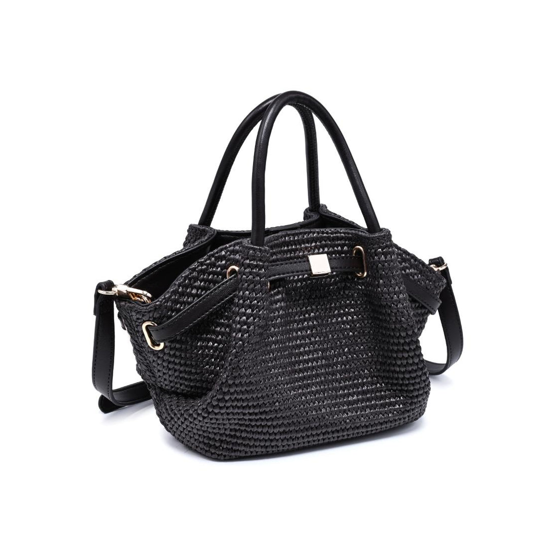 BK Handbags Selena Straw Crossbody Bag in Chocolate available at Barbara Katz