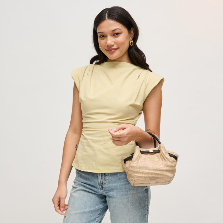 BK Handbags Selena Straw Crossbody Bag in Natural Black available at Barbara Katz