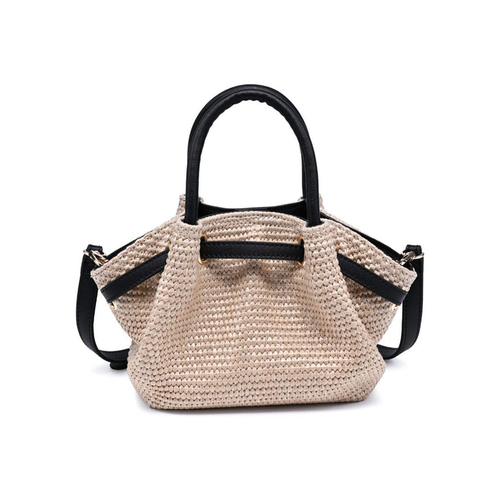 BK Handbags Selena Straw Crossbody Bag in Natural Black available at Barbara Katz