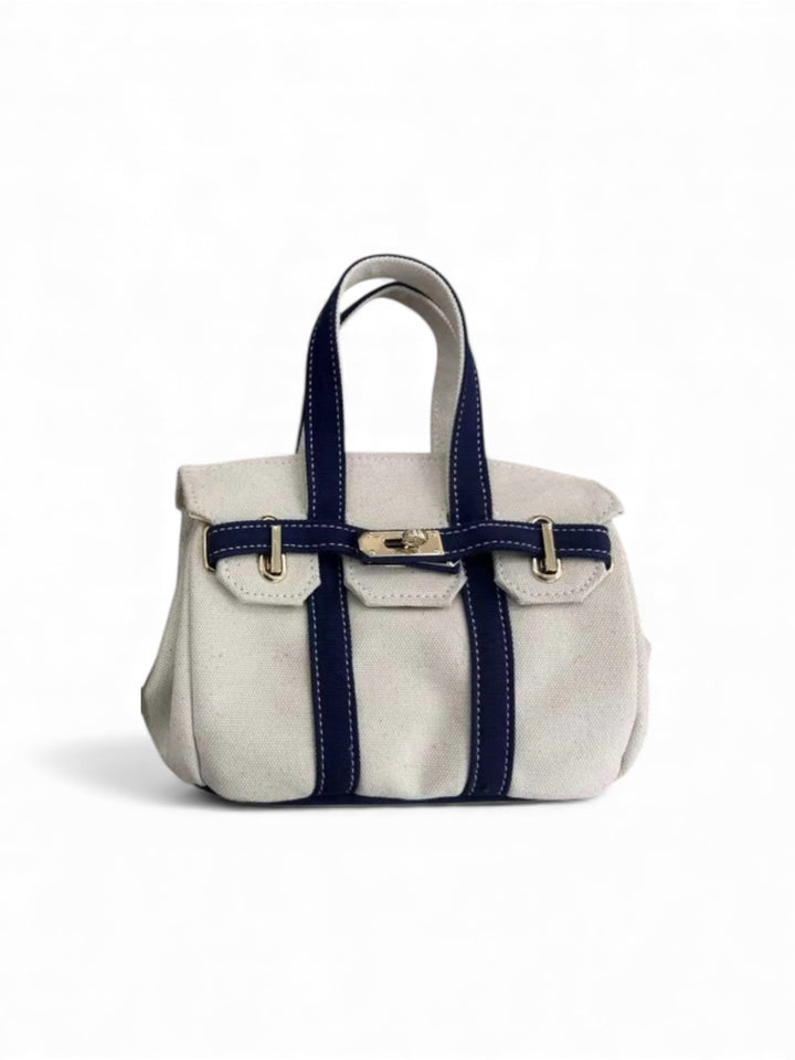 BK Handbags The Luxey Mini Canvas Tote Bag in Navy available at Barbara Katz