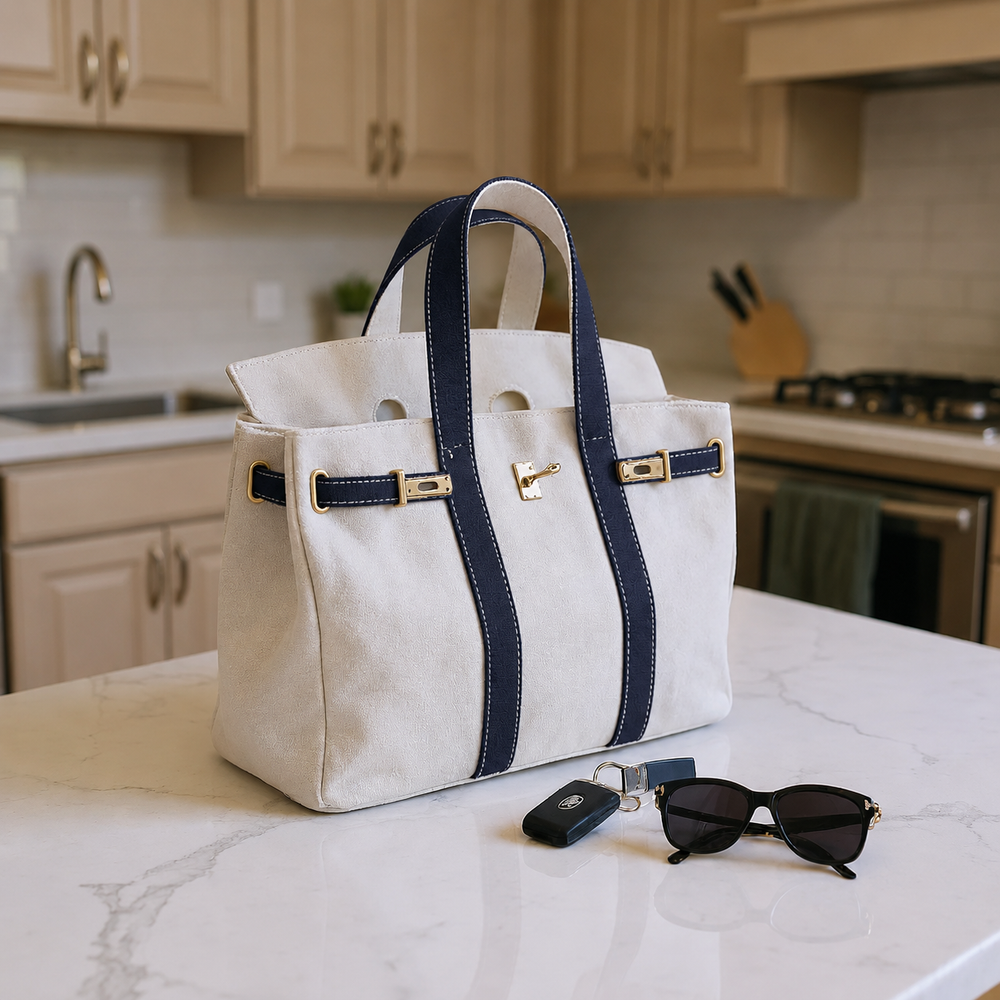 BK Handbags The Signature Tote Bag in Navy available at Barbara Katz