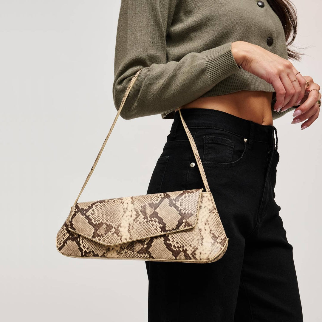 BK Mett Snake Shoulder Bag in Natural Multi available at Barbara Katz
