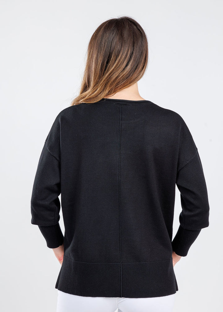 BK Shaina Center Seam Sweater in Black available at Barbara Katz