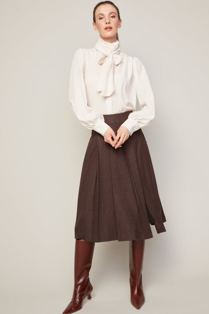 Bliss Semi Transparent Chiffon Blouse With Removable Lavallière in Champagne Rose available at Barbara Katz