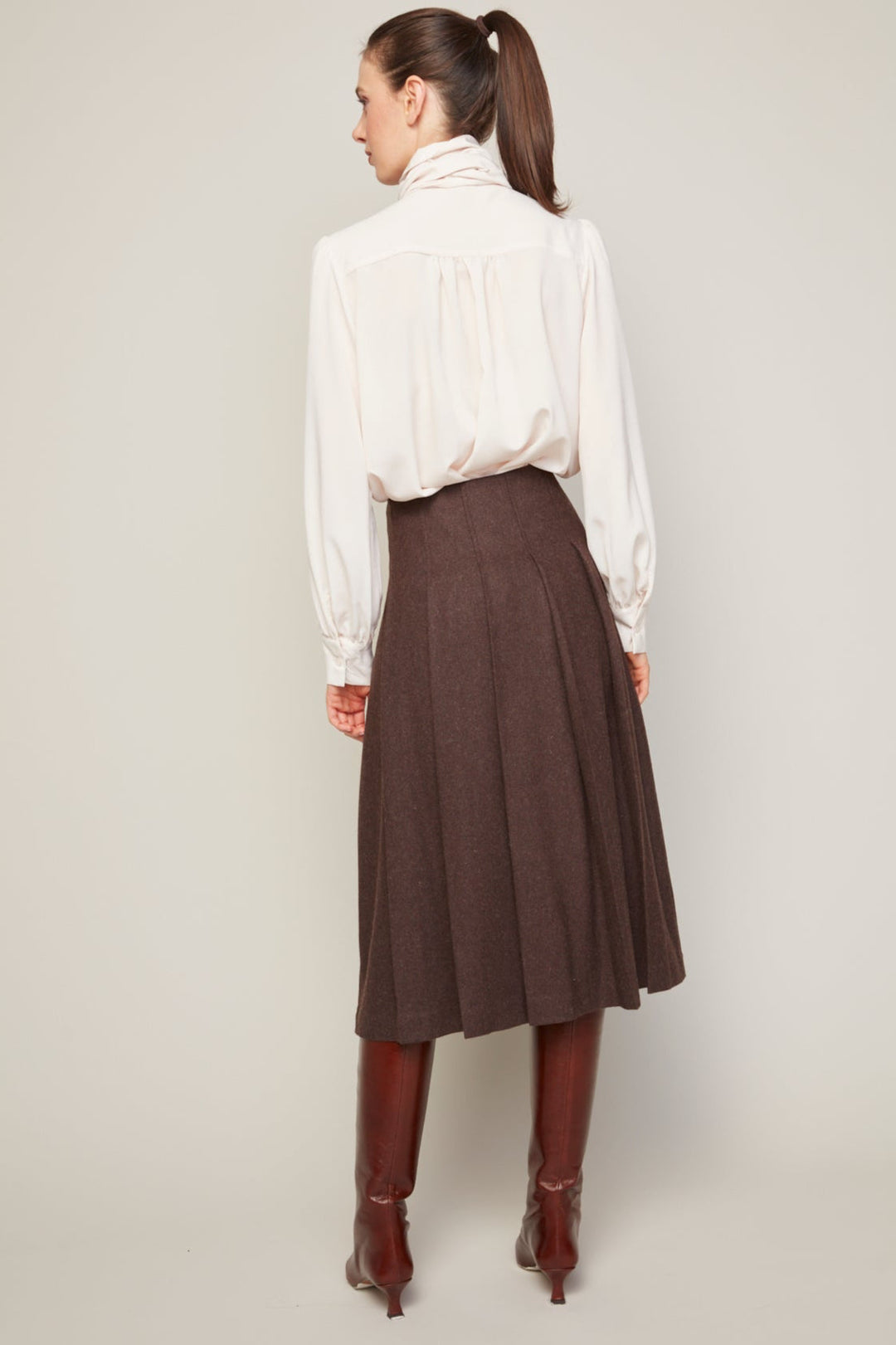 Bliss Semi Transparent Chiffon Blouse With Removable Lavallière in Champagne Rose available at Barbara Katz