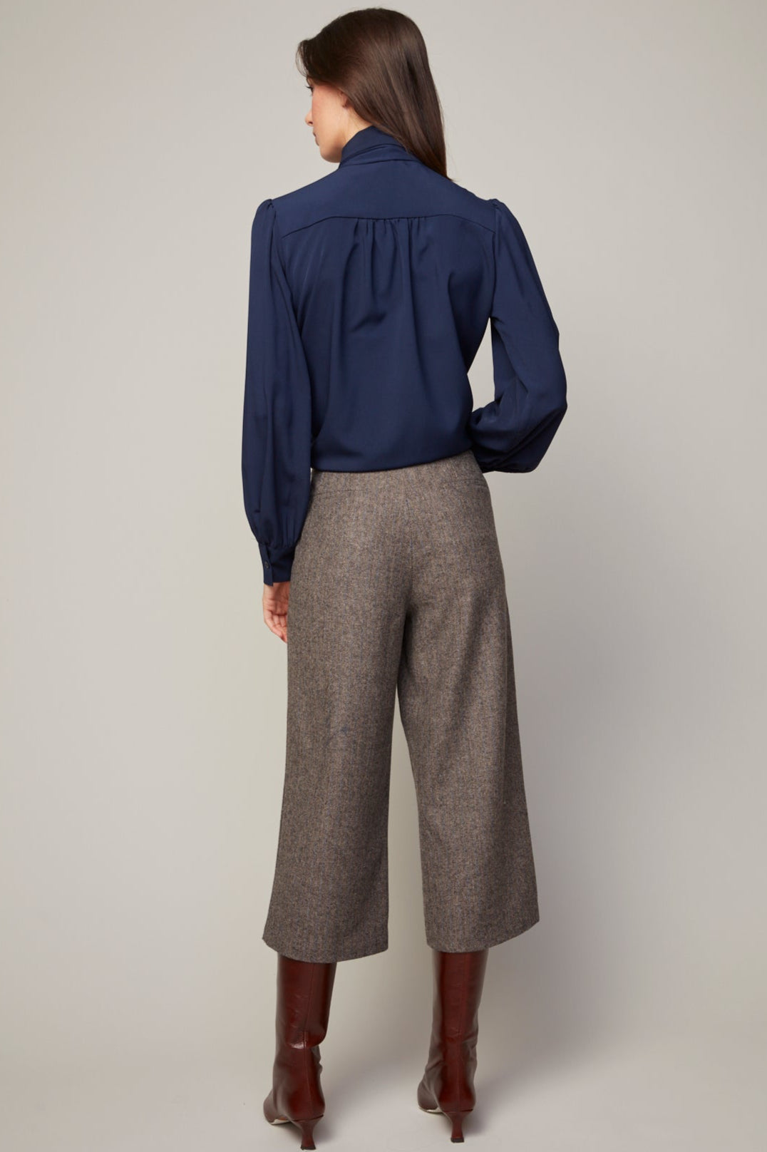 Bliss Semi Transparent Chiffon Blouse With Removable Lavallière in Navy available at Barbara Katz