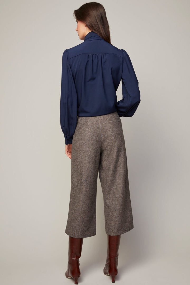 Bliss Semi Transparent Chiffon Blouse With Removable Lavallière in Navy available at Barbara Katz