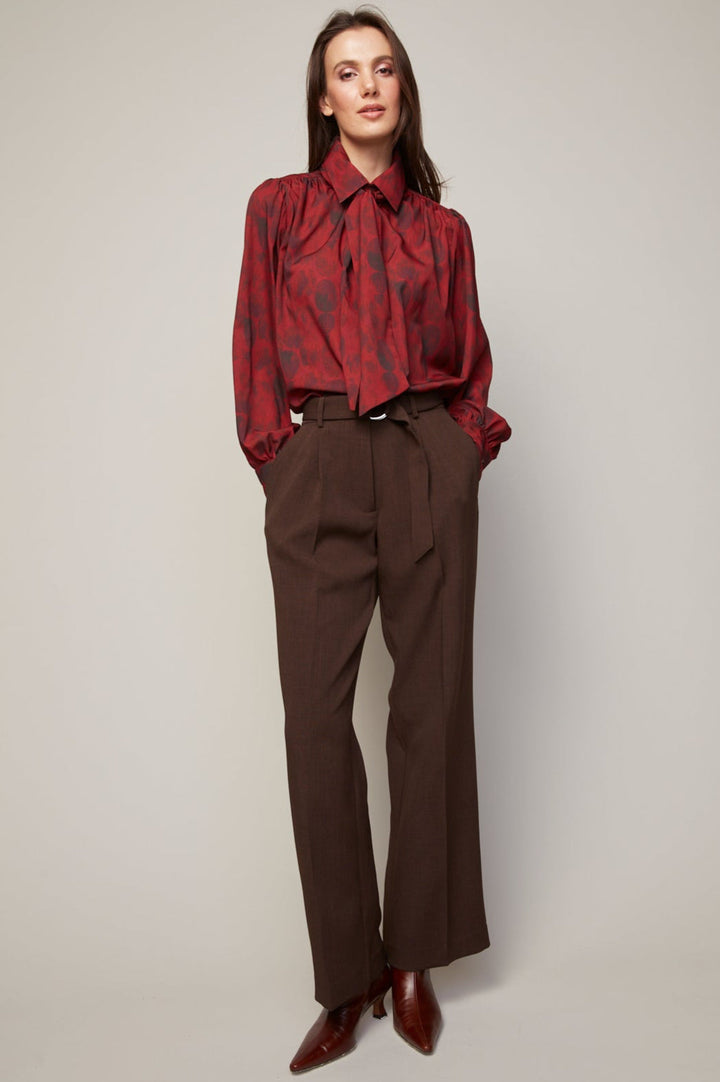 Adroit Atelier Benji Straight Leg Pant With Removable Belt in Java available at Barbara Katz