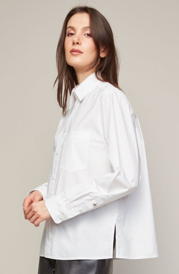 Adroit Atelier Bradley Buttoned Shirt With Side Slit - White available at Barbara Katz