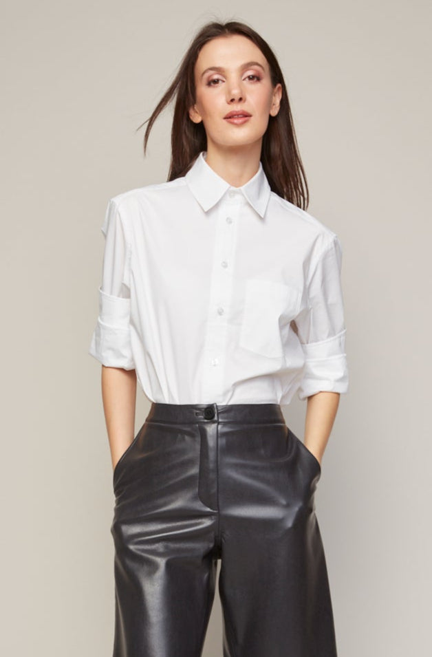 Adroit Atelier Bradley Buttoned Shirt With Side Slit - White available at Barbara Katz