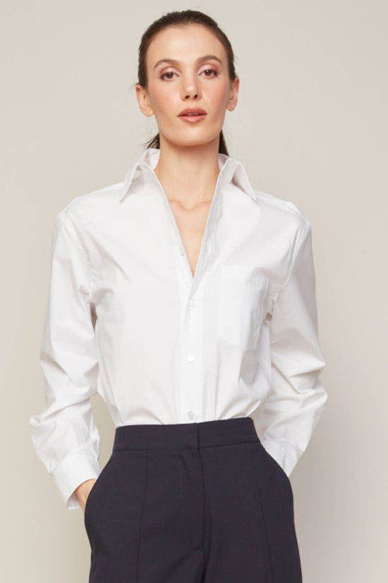 Adroit Atelier Bradley Buttoned Shirt With Side Slit - White available at Barbara Katz