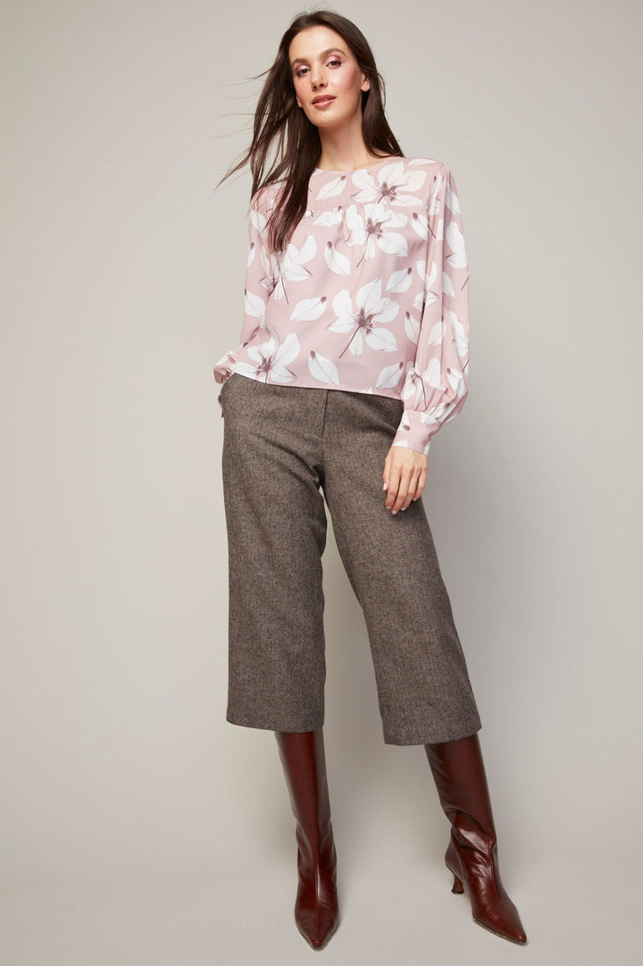 Adroit Atelier Bree Popover Blouse With Shirring Detail in Floral Rose available at Barbara Katz