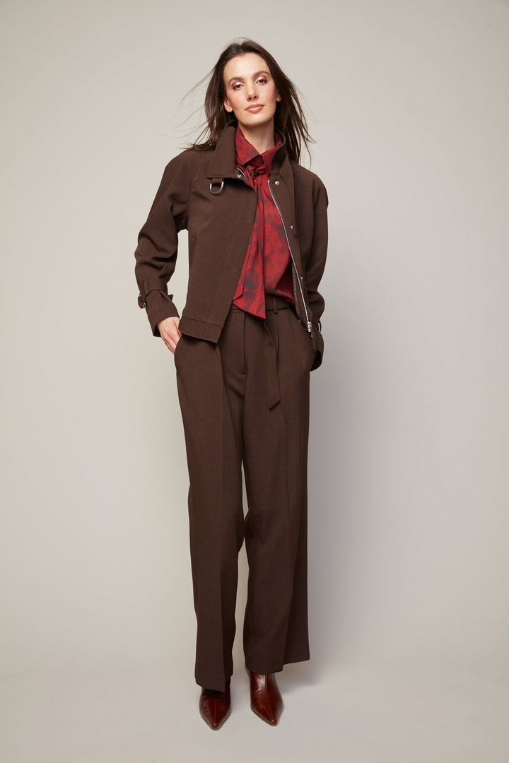 Adroit Atelier Benji Straight Leg Pant With Removable Belt in Java available at Barbara Katz