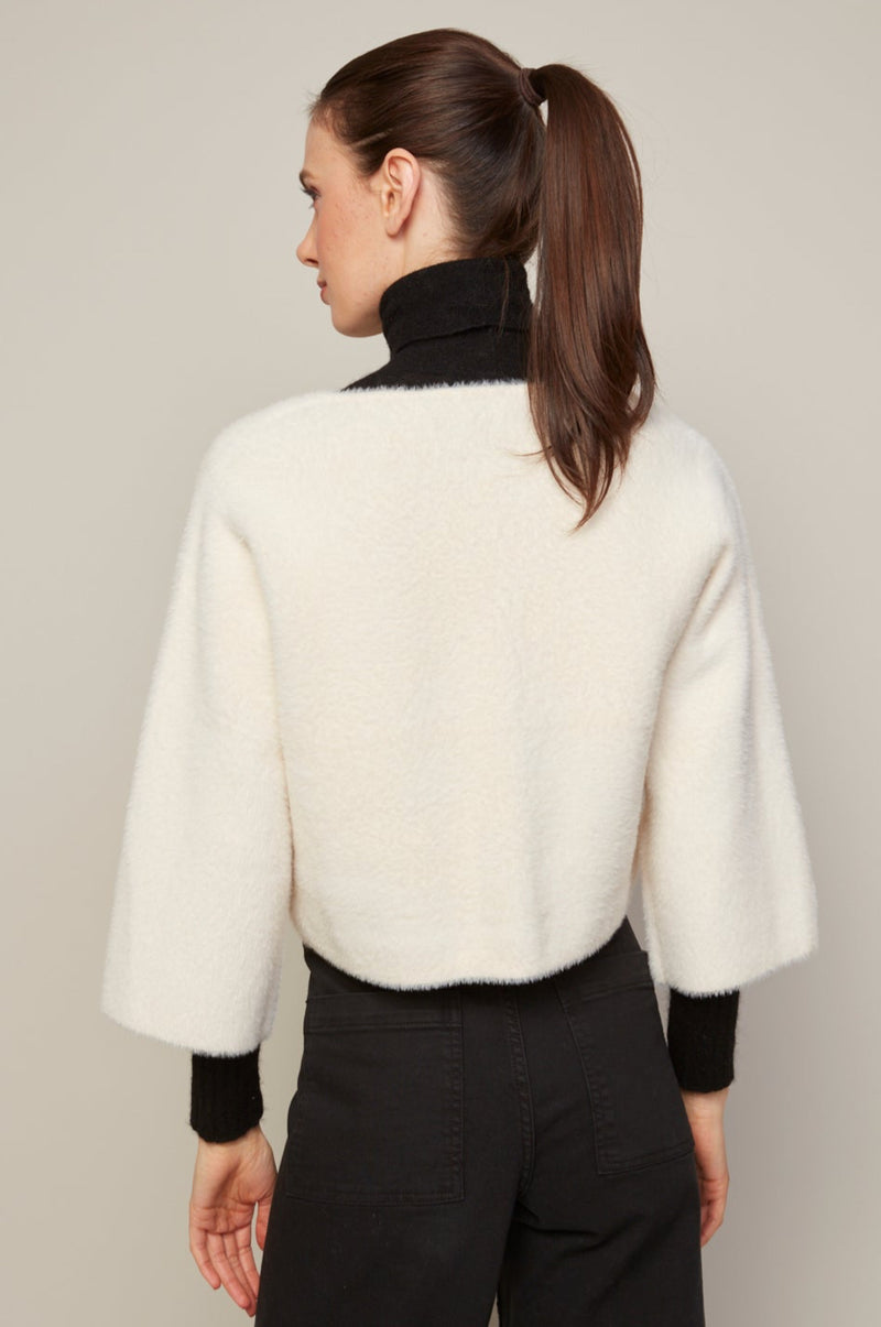 Adroit Atelier Bronte Buttoned Front Cardigan With Patch Pockets in Cream available at Barbara Katz
