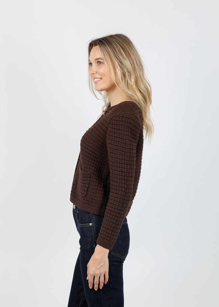 Ba&sh Gaspard Knit Cardigan in Chocolat available at Barbara Katz