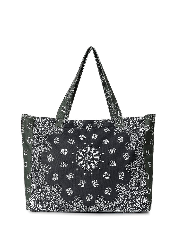 Haute Shore Bailey Bandana Print Canvas Tote in Black/Army available at Barbara Katz
