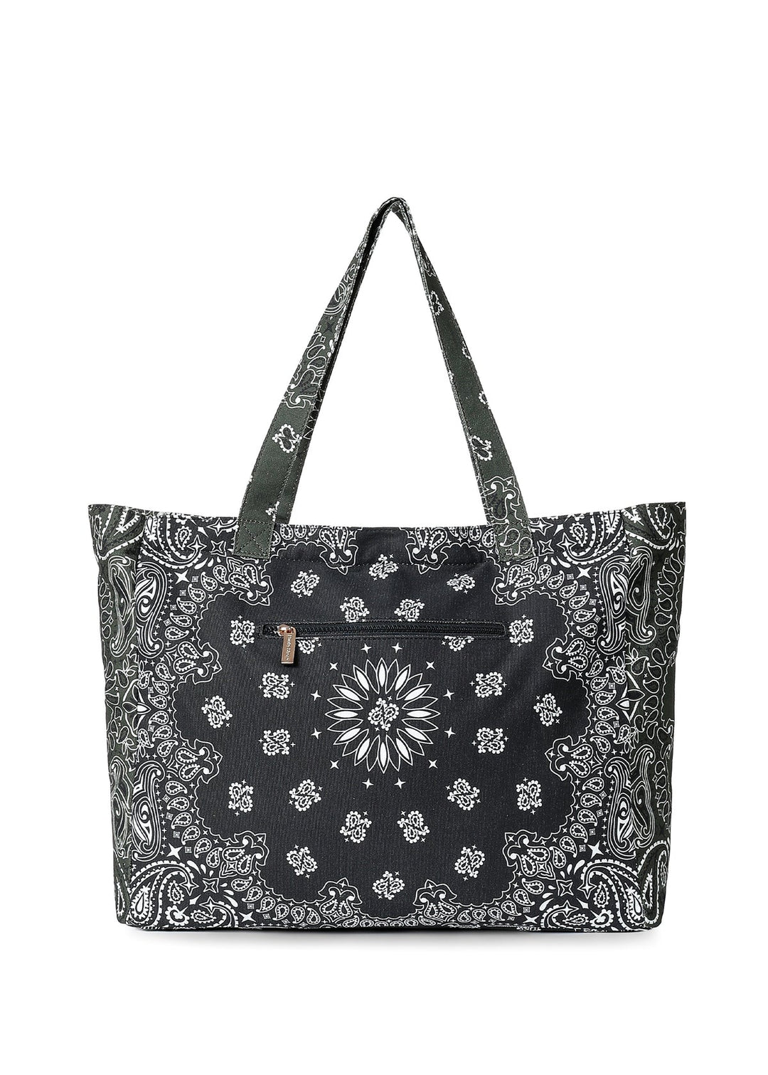 Haute Shore Bailey Bandana Print Canvas Tote in Black/Army available at Barbara Katz