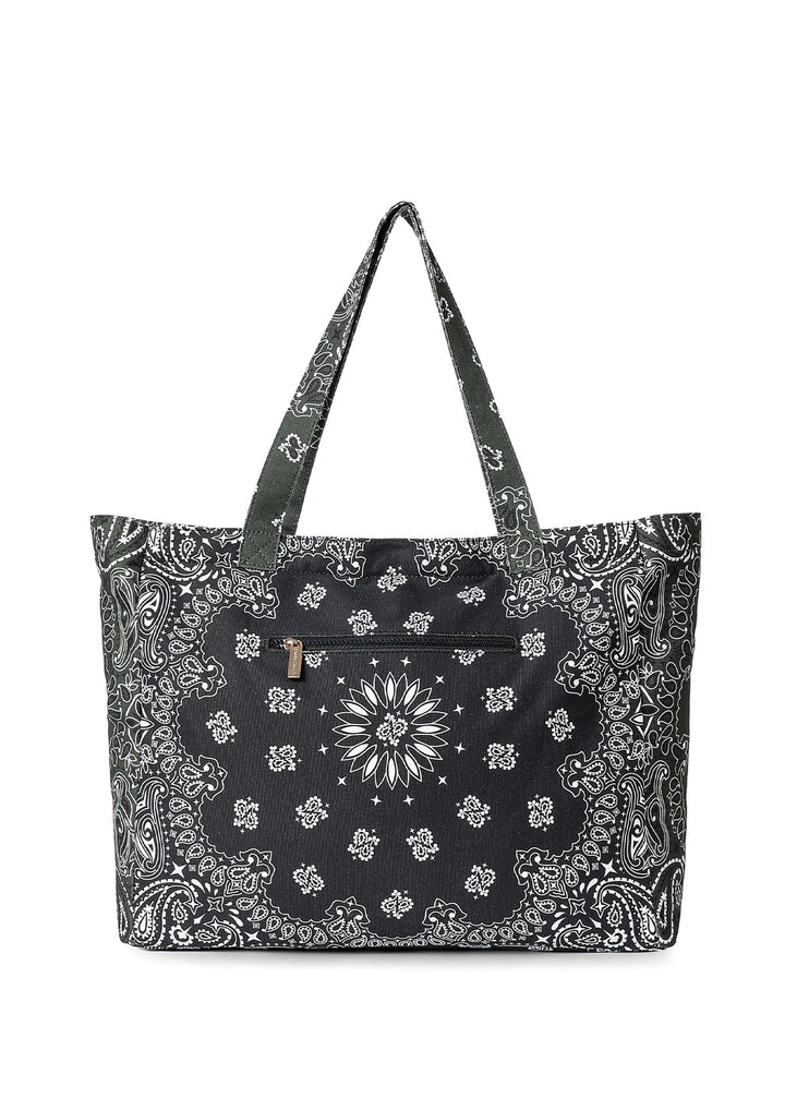 Haute Shore Bailey Bandana Print Canvas Tote in Black/Army available at Barbara Katz
