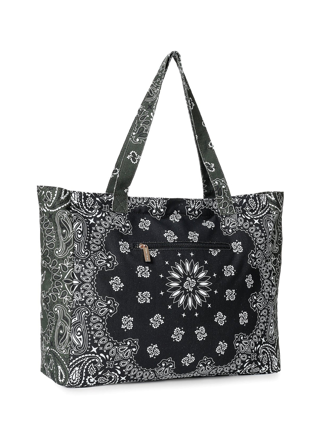 Haute Shore Bailey Bandana Print Canvas Tote in Black/Army available at Barbara Katz