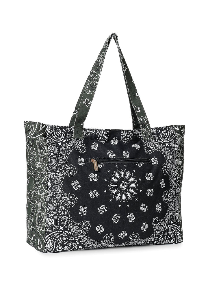 Haute Shore Bailey Bandana Print Canvas Tote in Black/Army available at Barbara Katz
