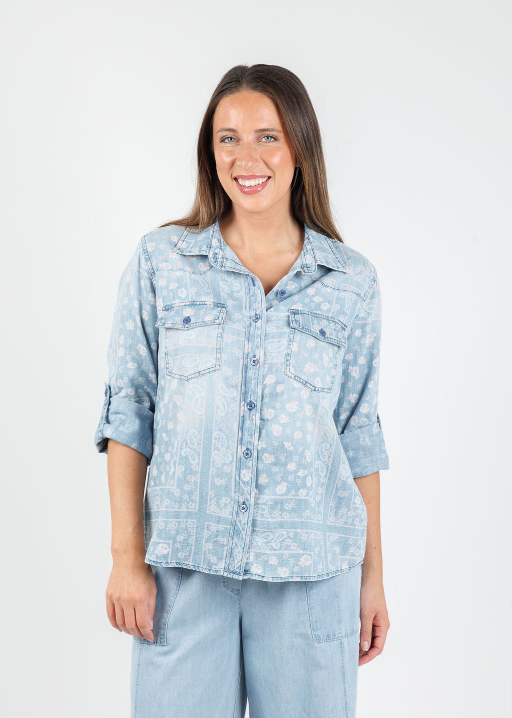BK Bandana Shirt in Pink Handkerchief available at Barbara Katz