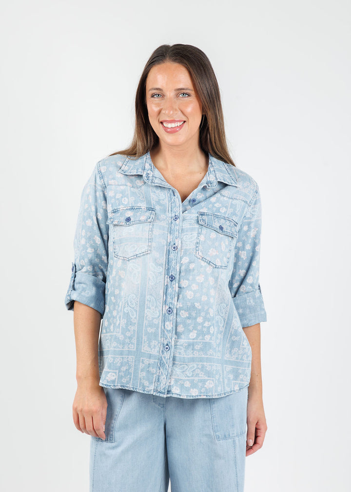 BK Bandana Shirt in Pink Handkerchief available at Barbara Katz