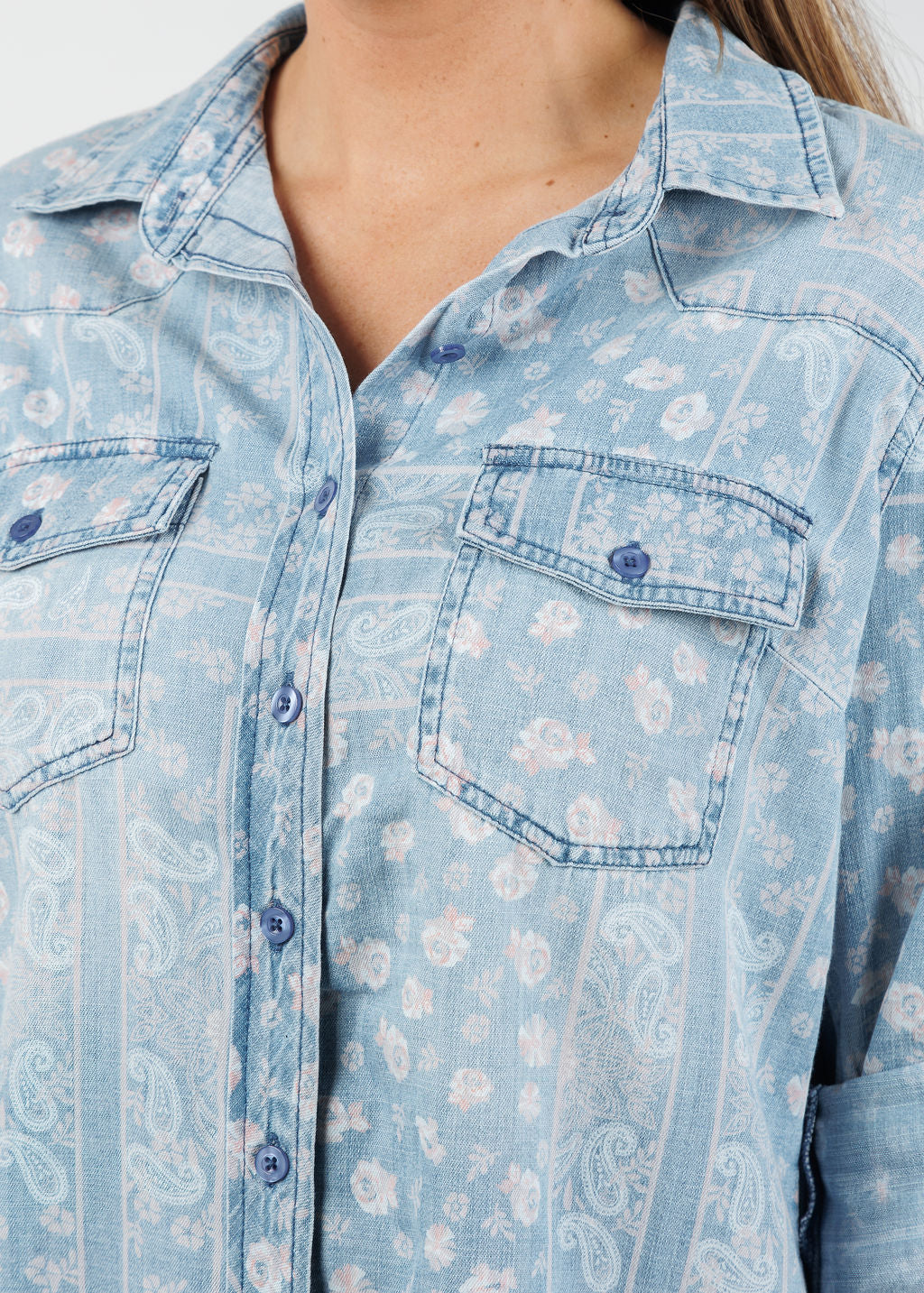 BK Bandana Shirt in Pink Handkerchief available at Barbara Katz
