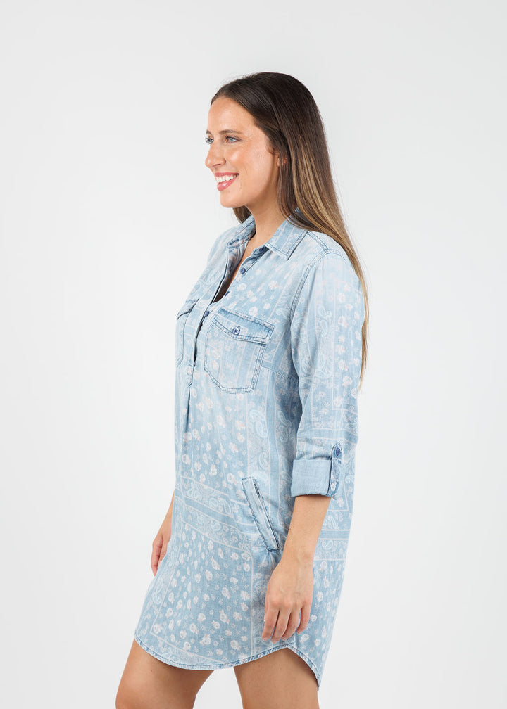 BK Bandana Shirt Dress in Pink Handkerchief available at Barbara Katz