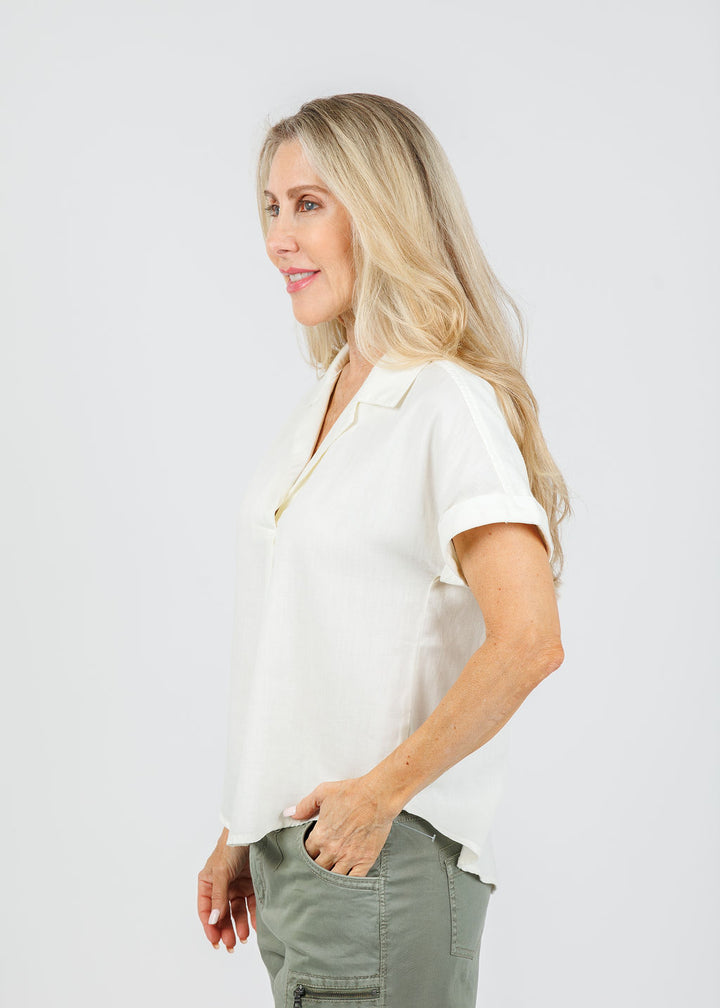 BK Top Notch Shirt in Coconut Milk available at Barbara Katz