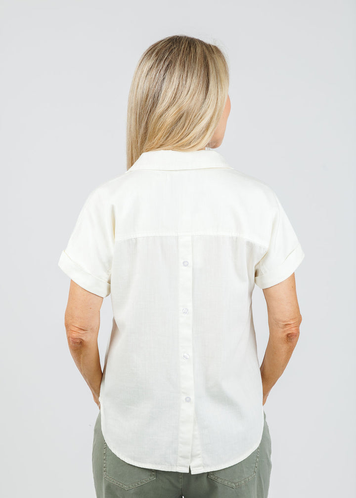 BK Top Notch Back Button Shirt in Coconut Milk available at Barbara Katz