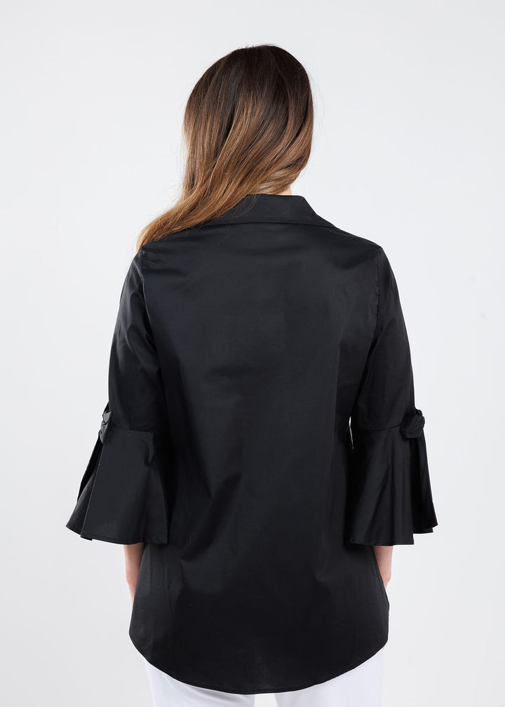 BK Ariana Bow Sleeve Blouse in Black available at Barbara Katz