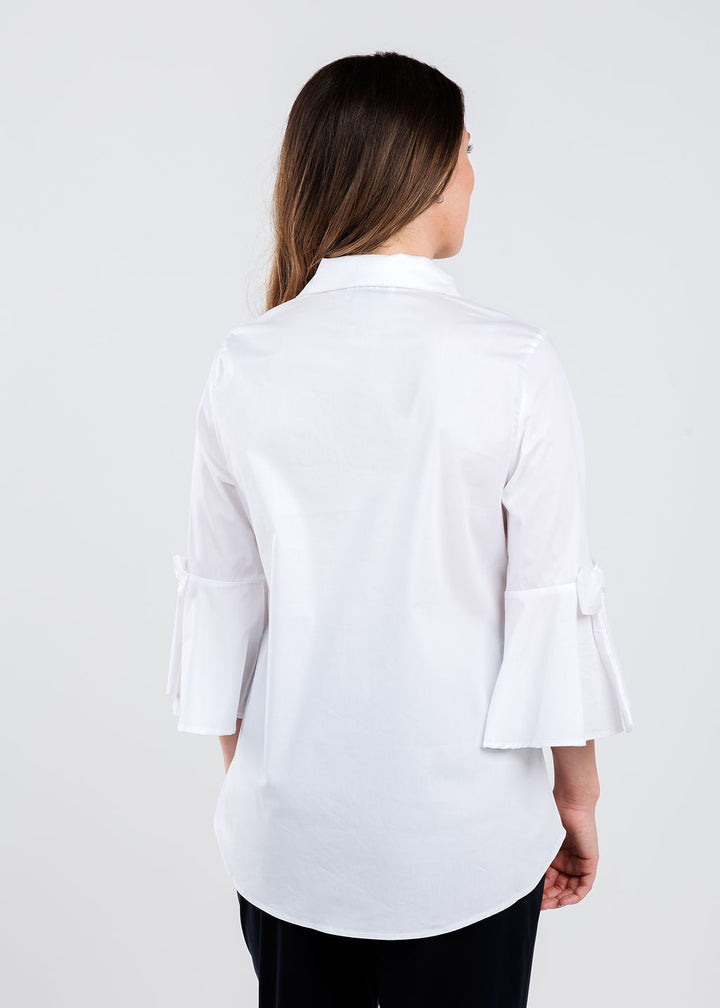BK Ariana Bow Sleeve Blouse in White available at Barbara Katz