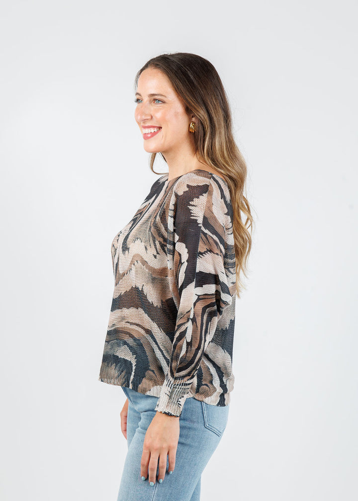 BK Cici Boat Neck Sweater in Biscot Erosion available at Barbara Katz