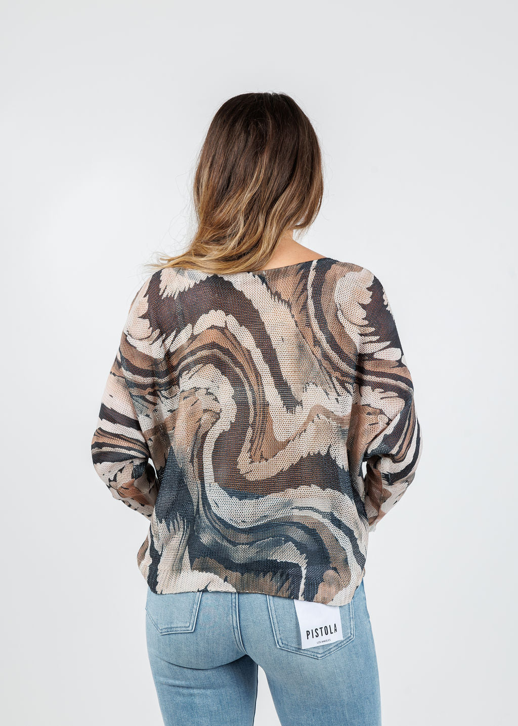 BK Cici Boat Neck Sweater in Biscot Erosion available at Barbara Katz