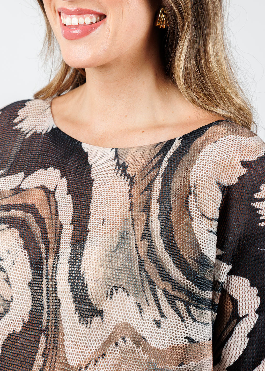 BK Cici Boat Neck Sweater in Biscot Erosion available at Barbara Katz