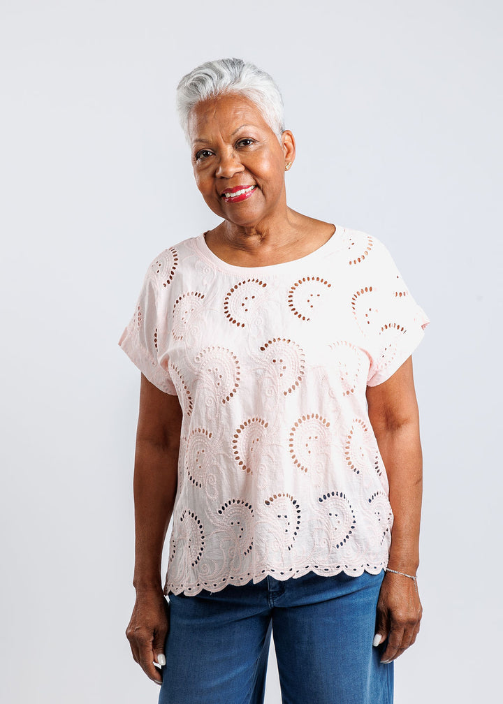 BK Eyelet Top in Blush available at Barbara Katz