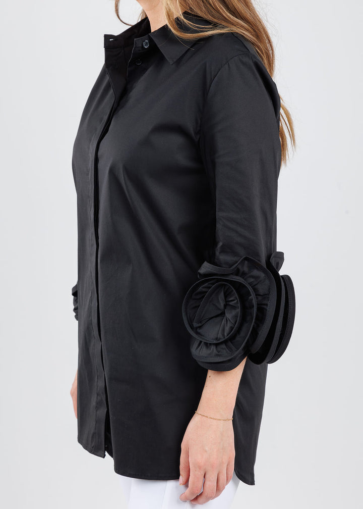 BK Janis App Roses Blouse in Black available at Barbara Katz
