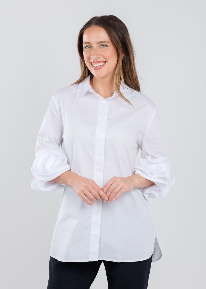 BK Janis App Roses Blouse in White available at Barbara Katz