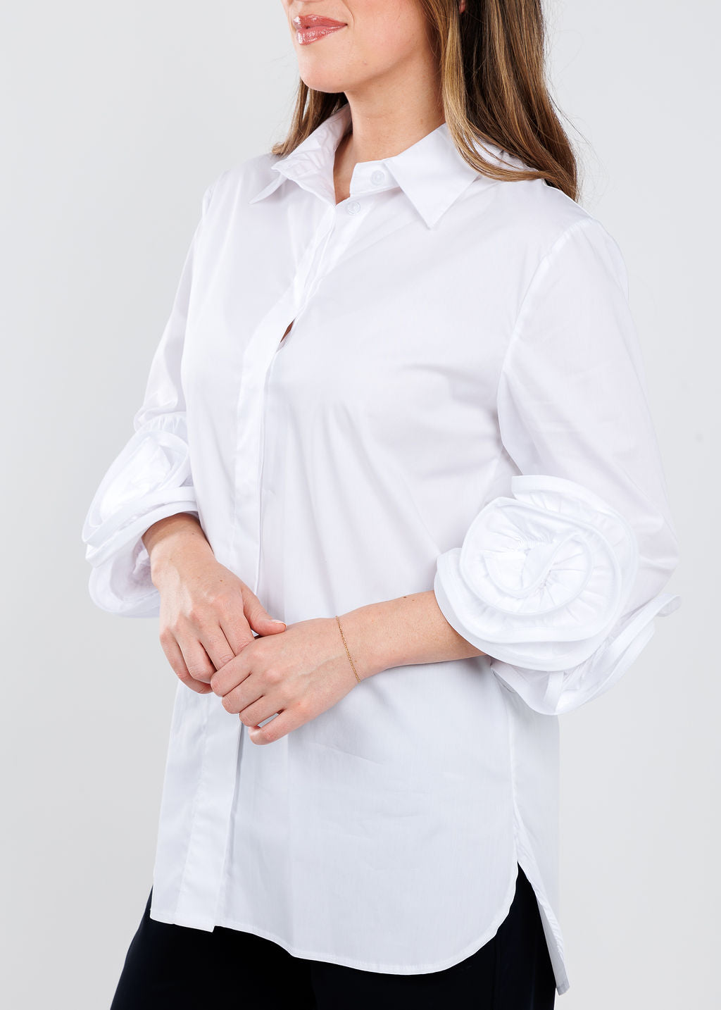 BK Janis App Roses Blouse in White available at Barbara Katz