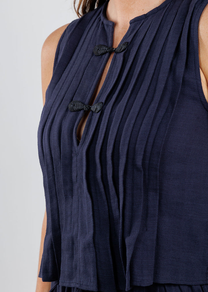 BK Jolene Pleated Top in Indigo available at Barbara Katz