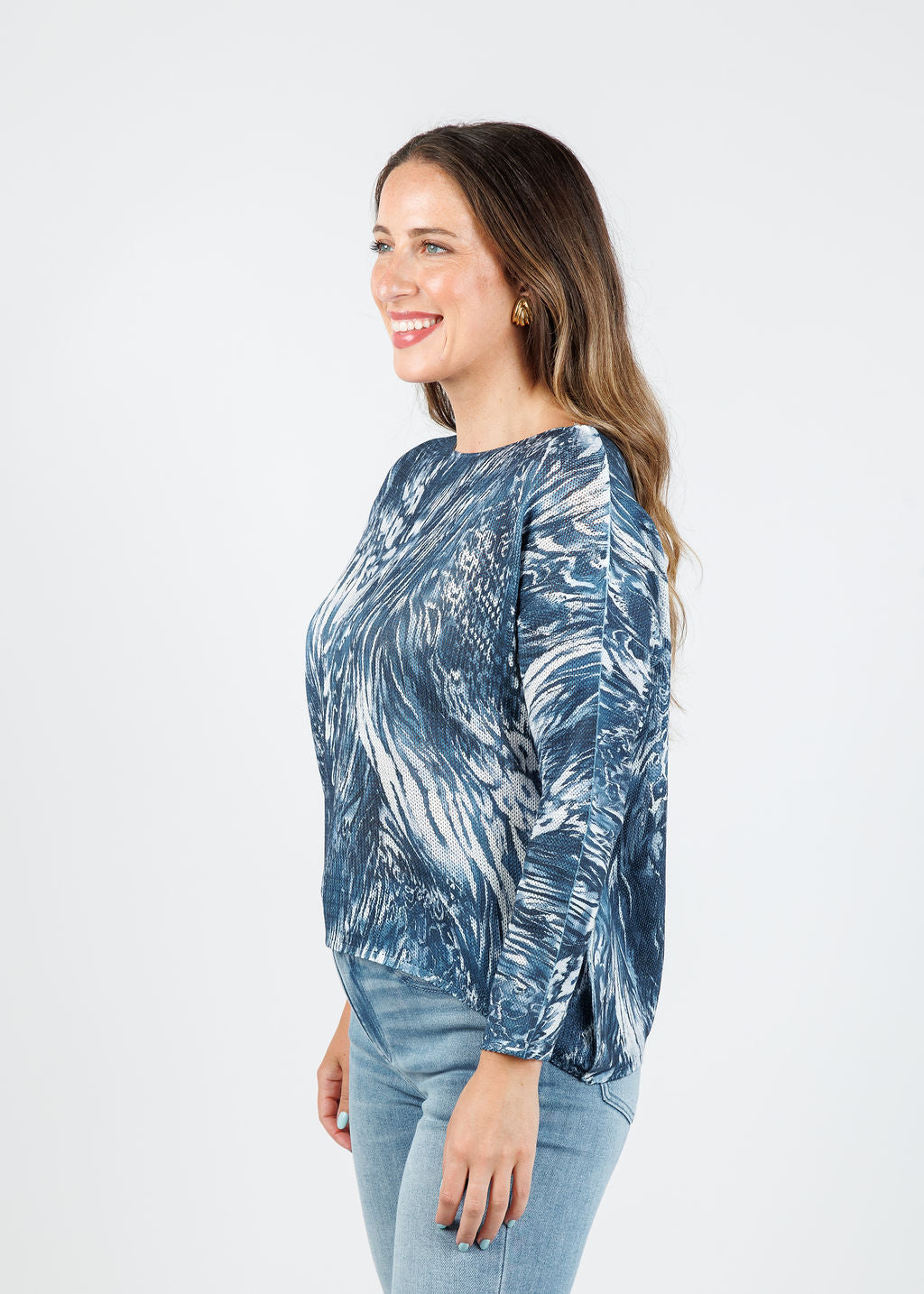 BK Lili Boat Neck Sweater in Navy Fossil available at Barbara Katz