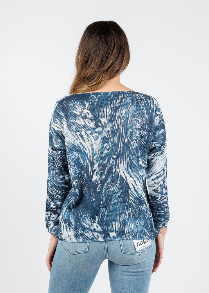 BK Lili Boat Neck Sweater in Navy Fossil available at Barbara Katz