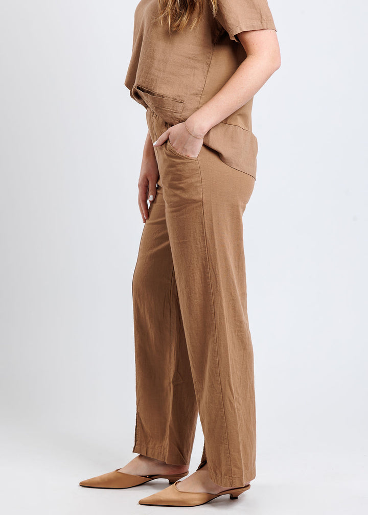 BK Linen Pants in Hazelnut available at Barbara Katz