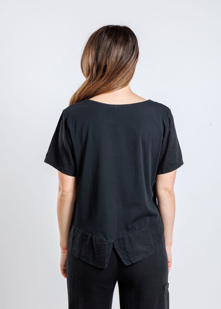 BK Linen Pocket Top in Black available at Barbara Katz