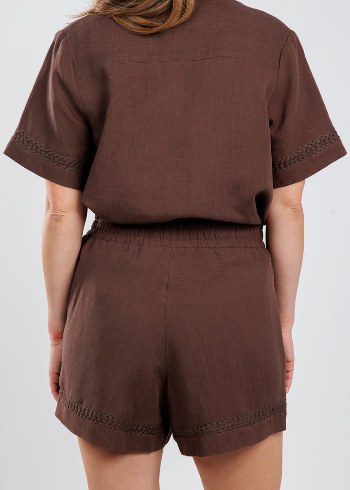 BK Lourdes Pull-On Shorts in Coco available at Barbara Katz