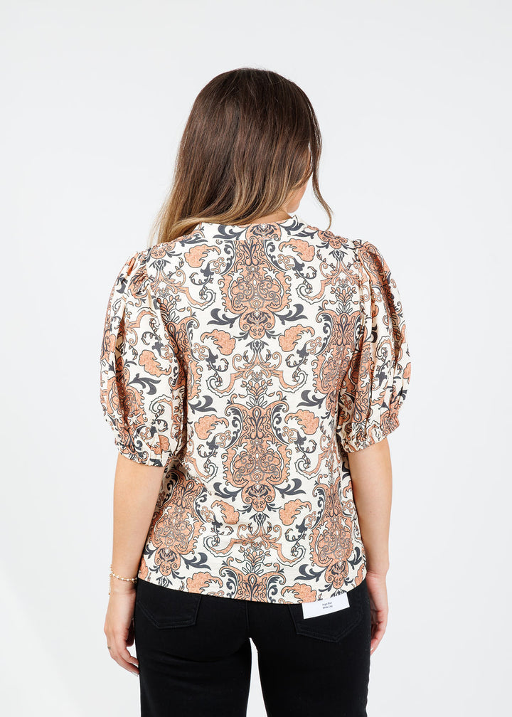 BK Printed Top in Beige Multi available at Barbara Katz