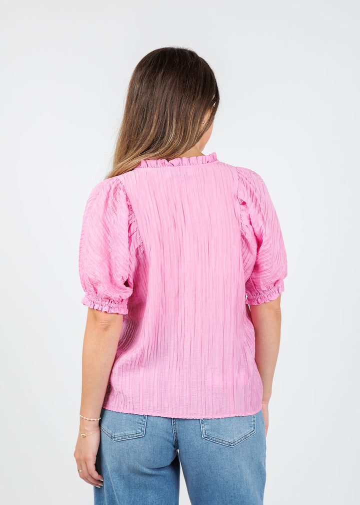 BK Puff Sleeve Top in Pink available at Barbara Katz