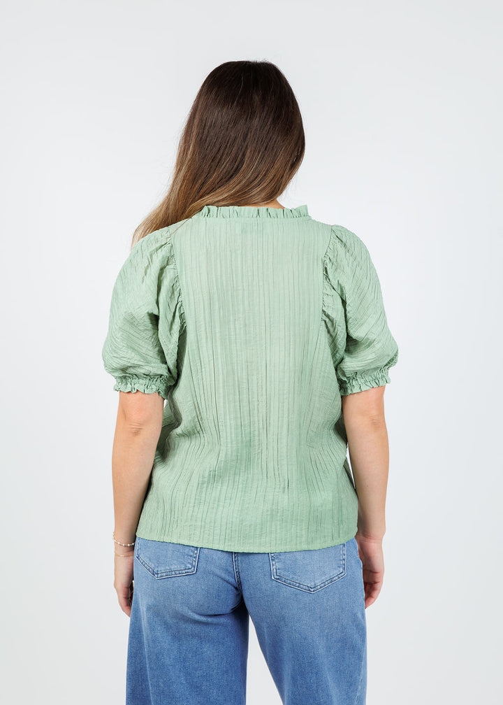 BK Puff Sleeve Top in Sage Green available at Barbara Katz